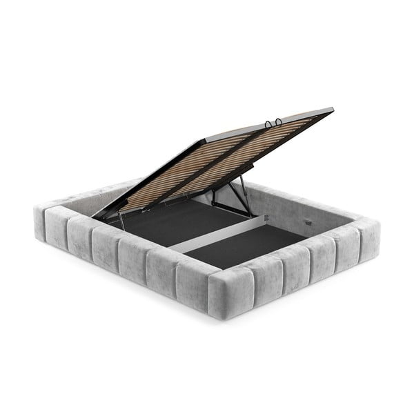 Helehall polsterdatud kaheinimesevoodi koos voodipõhja ja panipaigaga 160x200cm Aruba L - Maison de Rêve-image-4