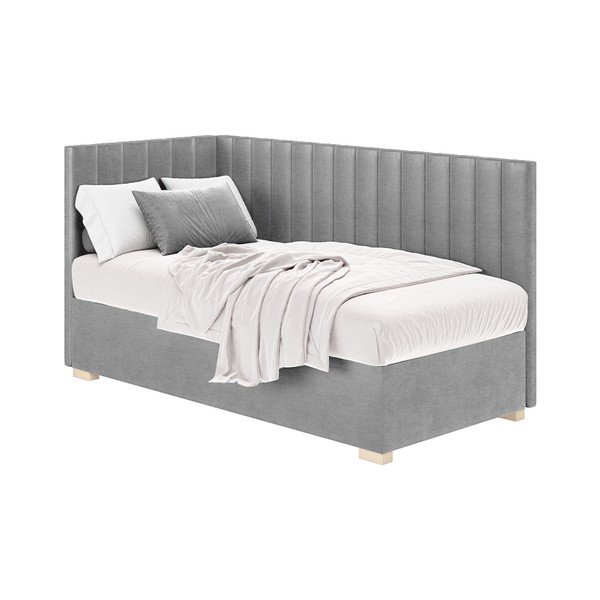 Hall nurga lastevoodi koos madratsiga koos hoiuruumiga 90x200 cm Snugi – Ghado-image-2