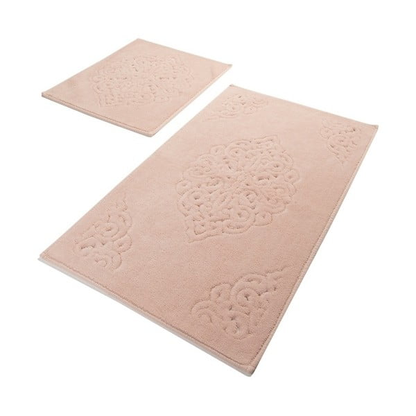 Sada 2 růžových bavlněných koupelnových předložek Confetti Bathmats Ottoman Powder