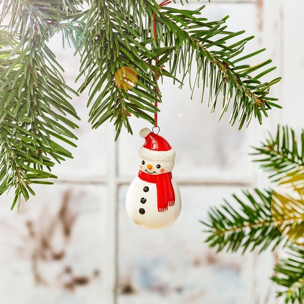 Kivikeraamikast jõulukaunistus Snowman - Sass & Belle-image-1