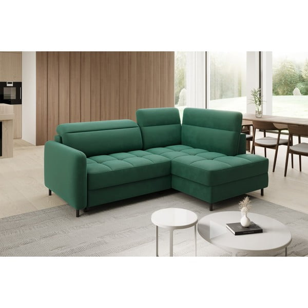 Roheline sametist lahtikäiv/sahtliga nurgadiivan (parem nurk/L-kujuline) Barea – ELTAP-image-3