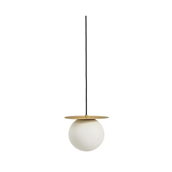 Valge/kuldse värvi metallist ripplamp klaasist varjuga, ø 25 cm Brisia - Kave Home