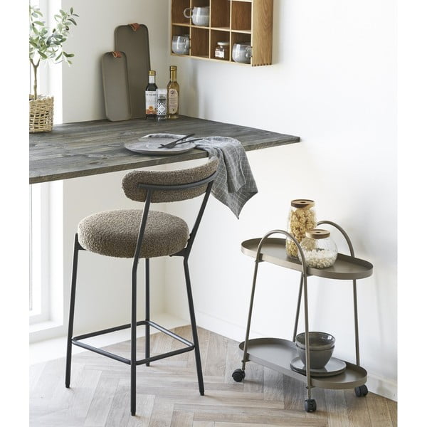 Pruun polsterdatud baaritool (istme kõrgus 65 cm) Badalona – House Nordic-image-1