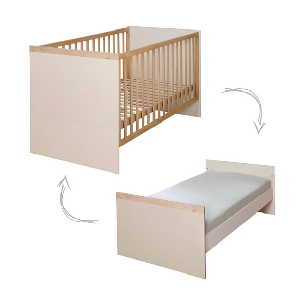 Beež reguleeritava kõrgusega võrevoodi 70x140 cm Jil - Roba-image-2