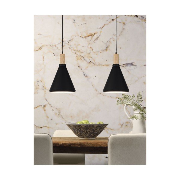 Rippvalgusti musta ja naturaalset värvi metallist lambivarjundiga ø 25 cm Melbourne - it's about RoMi-image-3