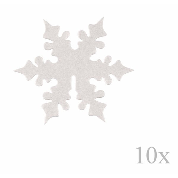 Sada 10 bílých papírových ozdob na skleničky Neviti White Snowflake