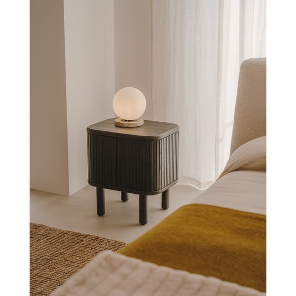 Valge klaasist varjuga laualamp (kõrgus 22 cm) Malachi - Kave Home-image-2