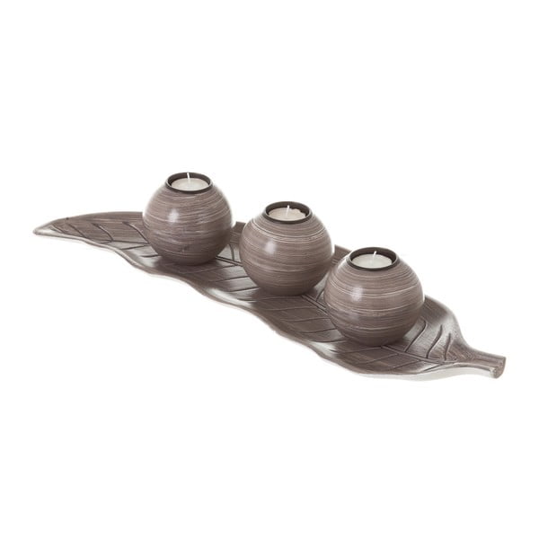Stojánek ve tvaru listu na 3 čajové svíčky Unimasa