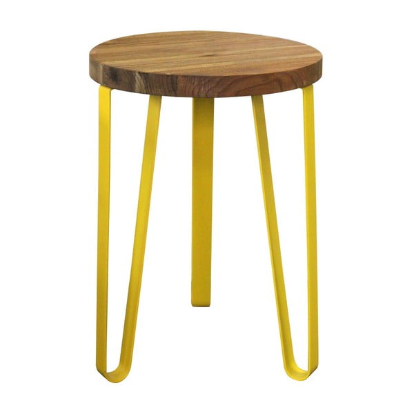 Odkládací stolek se žlutými nohami z jilmového dřeva a kovu Red Cartel Sandy