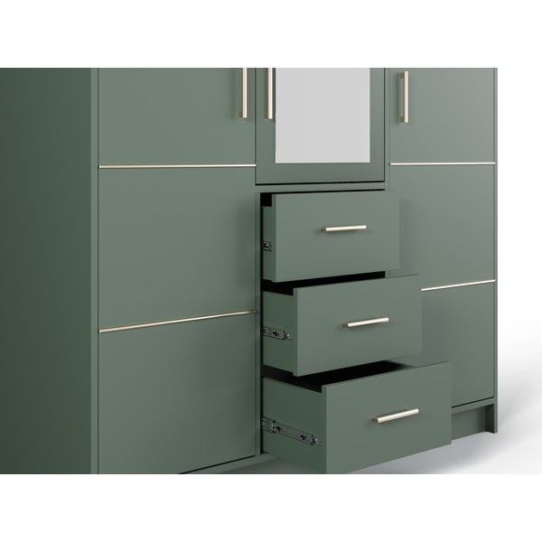 Roheline riidekapp koos peegliga 147x200 cm Burren - Cosmopolitan Design-image-1