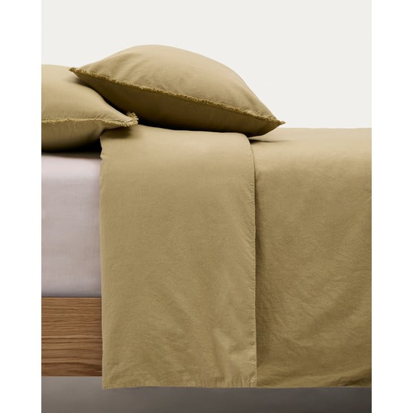 Kollane-roheline puuvillane tekikott kahekohalisele pikendatud voodile 260x240 cm Sifinia - Kave Home-image-1