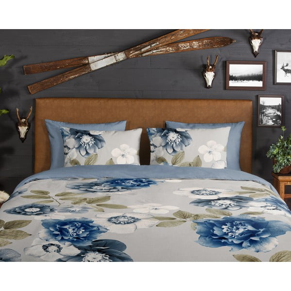 Sinihall pikendatud flanellist voodipesu kaheinimesevoodile 200x220 cm Gabin - Good Morning-image-3