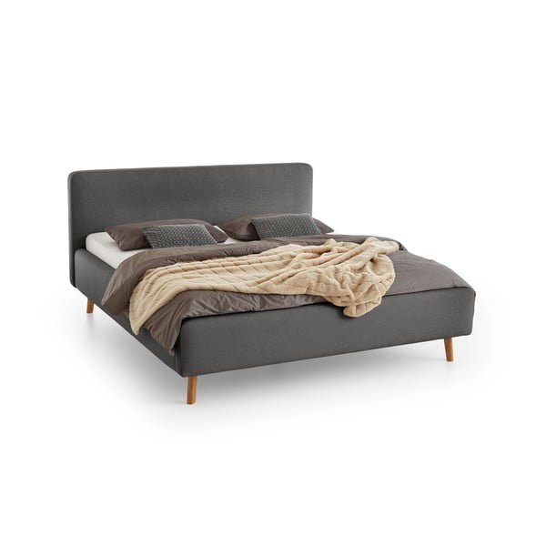 Antratsiitne polsterdatud kaheinimesevoodi koos voodipõhja ja panipaigaga 160x200 cm Mattis – Meise Möbel-image-2