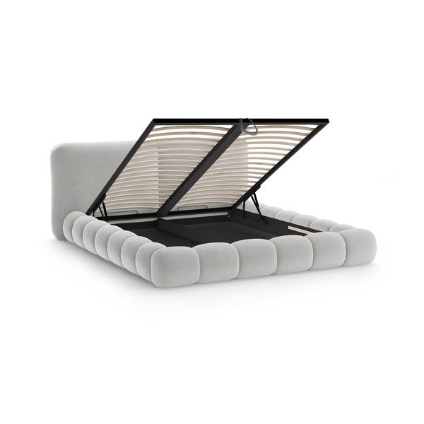 Hall polsterdatud kaheinimesevoodi koos panipaiga ja voodipõhjaga 200x200 cm Solange - Micadoni-image-2