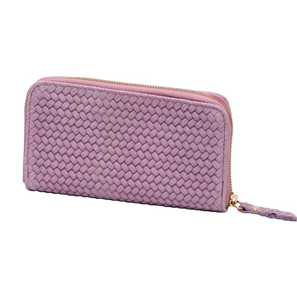 Světle růžová peněženka z pravé kůže Andrea Cardone Ines Pattern