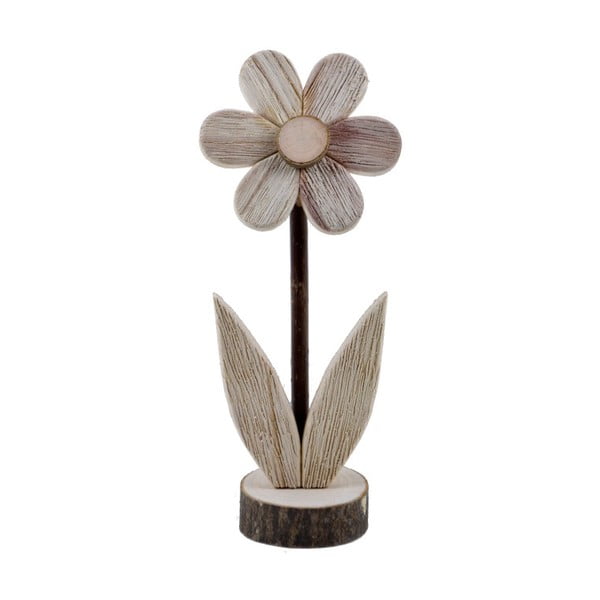 Malá dřevěná dekorace ve tvaru květiny s motivem květiny Ego Dekor, 8 x 21 cm