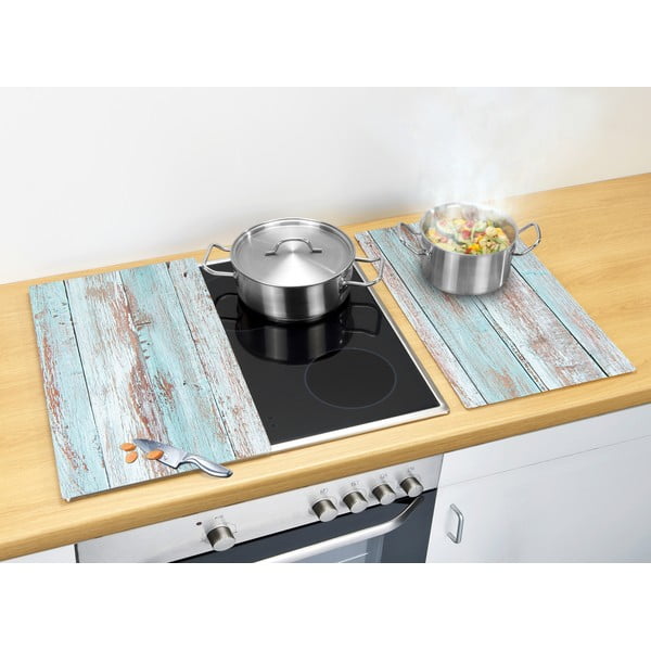 Karastatud klaasist katte komplekt pliidi äärde 2tk 52x30 cm Blue Wood - Allstar-image-1
