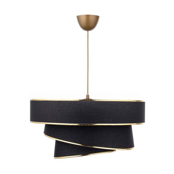 Must-kuldne rippvalgusti tekstiilist varjuga ø 40 cm Couper - Opviq lights