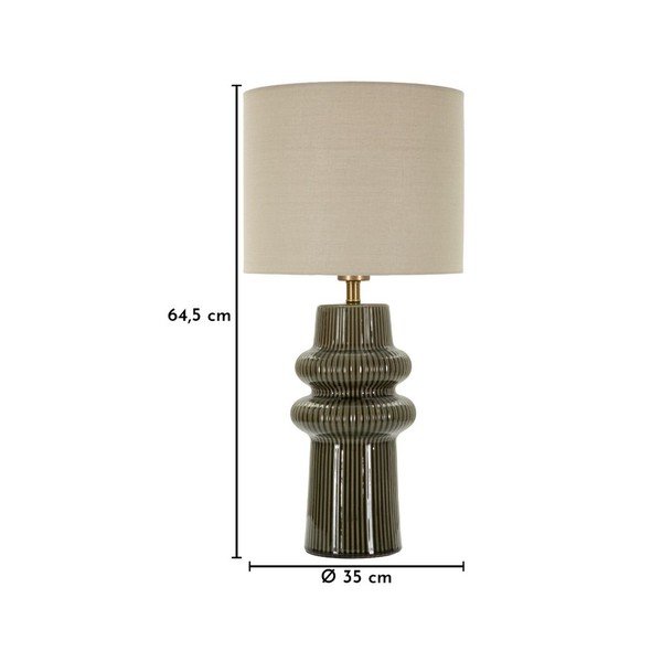 Khaki/kreemikas keraamiline laualamp tekstiilist varjuga (kõrgus 64,5 cm) Harmony - Mauro Ferretti-image-4