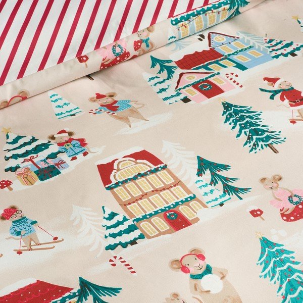 Kaheinimese voodipesu 230x220 cm Christmas Mouse Town - Catherine Lansfield-image-4