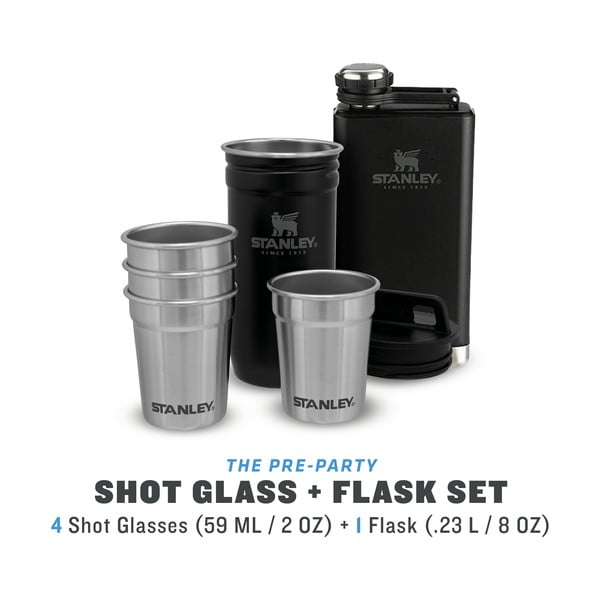 Musta roostevabast terasest komplekt - pläsku ja pitsid 6 tk 250 ml - Stanley-image-2