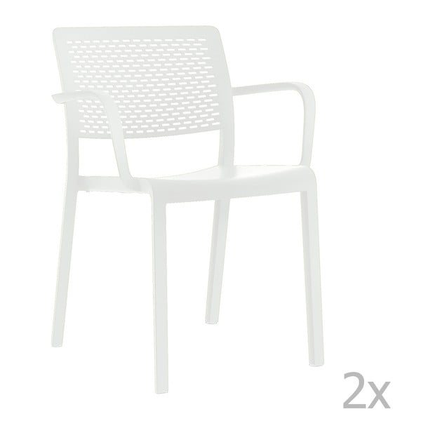 Sada 2 bílých zahradních židlí s područkami Resol Trama