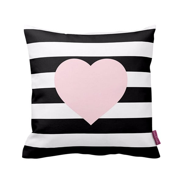 Černobílý polštář  Stripes Pink, 43x43 cm