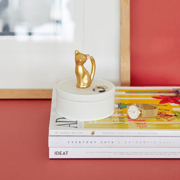 Valge portselanist ehtekarp Cat - Balvi-image-1