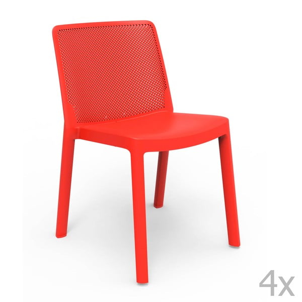 Sada 4 červených zahradních židlí Resol Fresh
