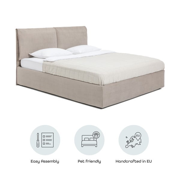 Taupe polsterdatud kaheinimesevoodi koos voodipõhja ja panipaigaga 160x200cm Thessa Pillow - Bonami Selection-image-4