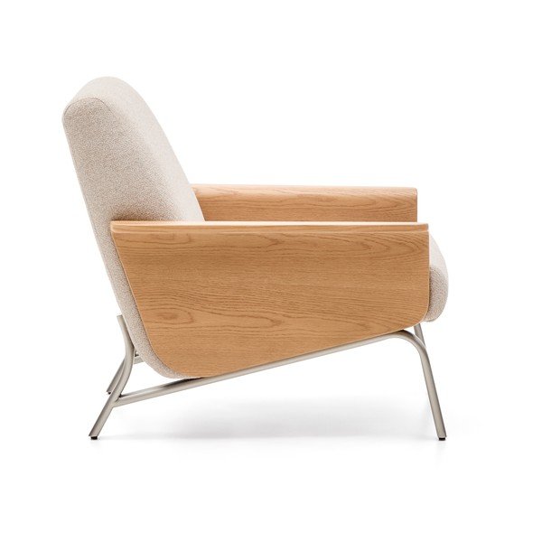 Beež šenillist tugitool Amsen - Kave Home-image-3