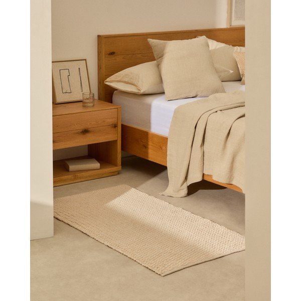 Kreem käsitsi kootud puuvillasegust vaip 70x140 cm Mascarell - Kave Home-image-1