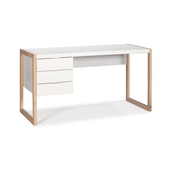 Valge kirjutuslaud männipuidust jalgadega Frank - Marckeric-image-2