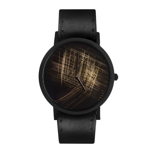 Unisex hodinky s černým řemínkem South Lane Stockholm Avant Gold Scratch 