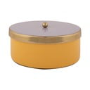 Kollane dekoratiivne metallist hoiukarp ø 16x6 cm Double Funky - PT LIVING