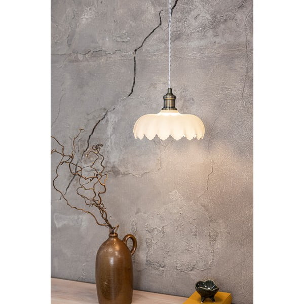 Valge-messingivärvi rippvalgusti klaasist varjuga ø 25,5 cm Kurage - Markslöjd-image-2