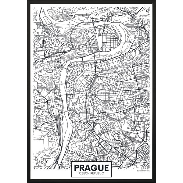 Poster , 50 x 40 cm Map Prague - DecoKing