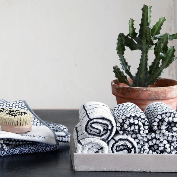 Valge puuvillane rätik 50x100 cm Tile Stone - Mette Ditmer Denmark-image-3