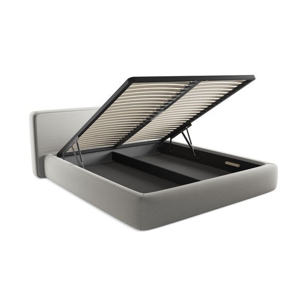 Helehall polsterdatud kaheinimesevoodi koos voodipõhja ja panipaigaga 180x200cm Kiana - Makamii-image-3