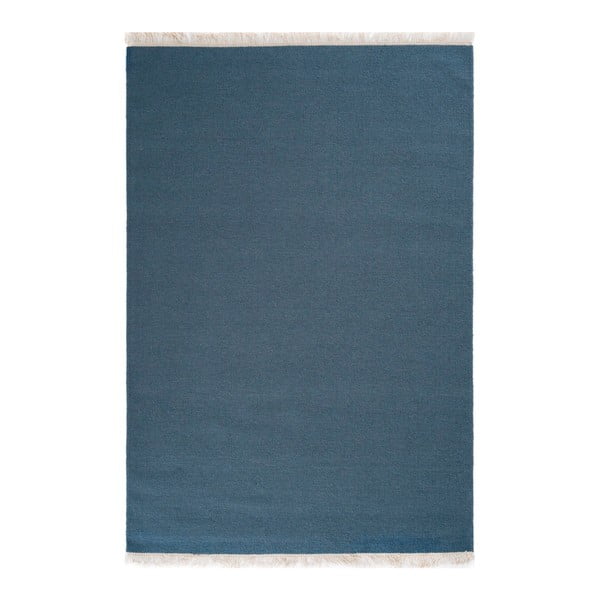 Modrý ručně tkaný vlněný koberec Linie Design Solid, 200 x 300 cm