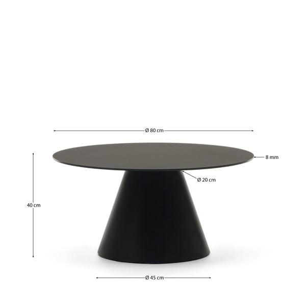 Must ümmargune klaasist diivanilaud ø 80 cm Wilshire - Kave Home-image-4