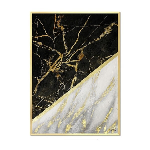 Nástěnný ručně malovaný obraz JohnsonStyle White & White Marble, 53 x 73 cm