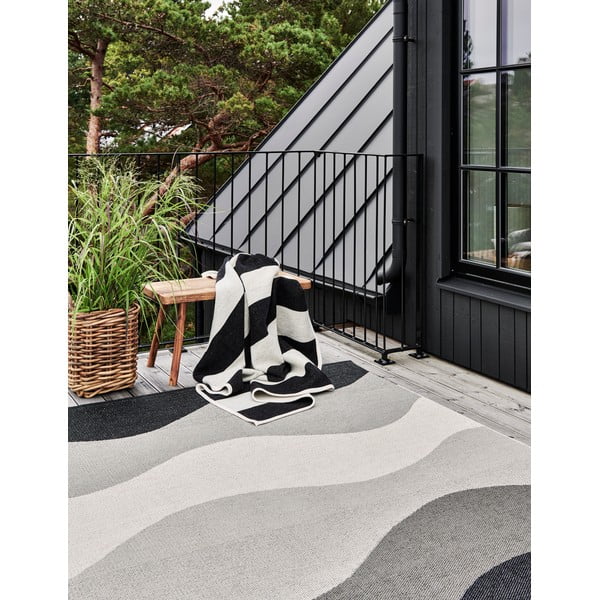 Must-valge villane tekk 140x180 cm Bob Black Vanilla - Pappelina-image-2