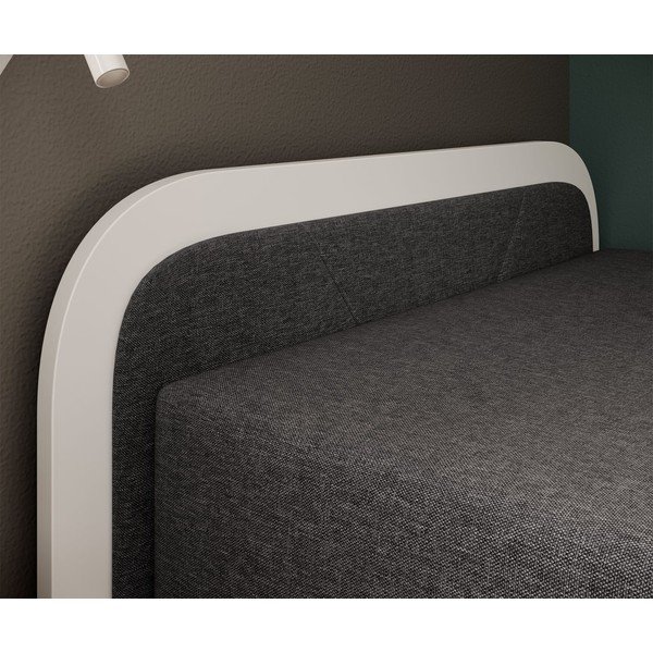 Valge/tumehall polsterdatud/puitlaastplaadist üheinimesevoodi panipaiga ja madratsiga 80x190 cm Parys - ELTAP-image-3