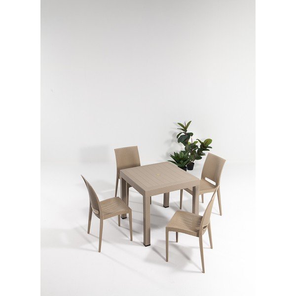 Beež rotangist aiamööbli komplekt 4-le Rattan - Floriane Garden-image-1