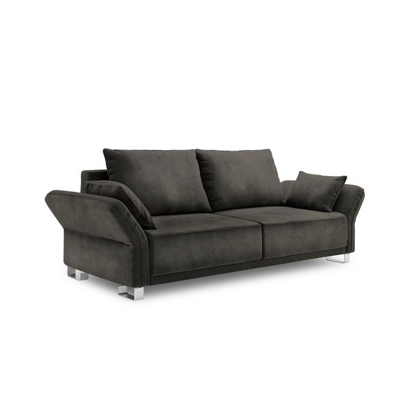 Tmavě hnědý třímístná rozkládací pohovka se sametovým potahem Windsor & Co Sofas Pyxis-image-2