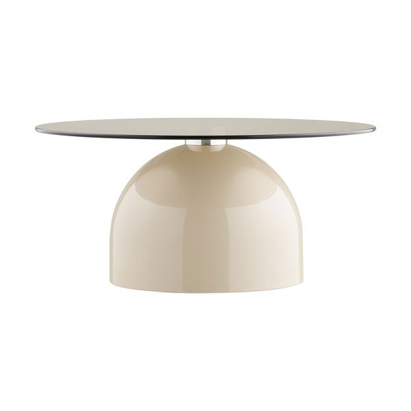 Beež ümmargune kohvilaud klaasist pealispinnaga ø 70 cm Ravello - House Nordic