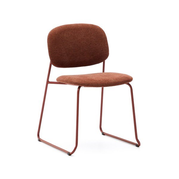 Terrakottapunane metallist virnastatav söögitool Meli - Kave Home