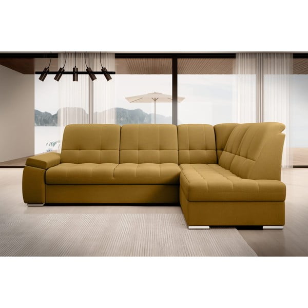 Kollane sametist lahtikäiv/sahtliga nurgadiivan (parem nurk/L-kujuline) Sado – ELTAP-image-3