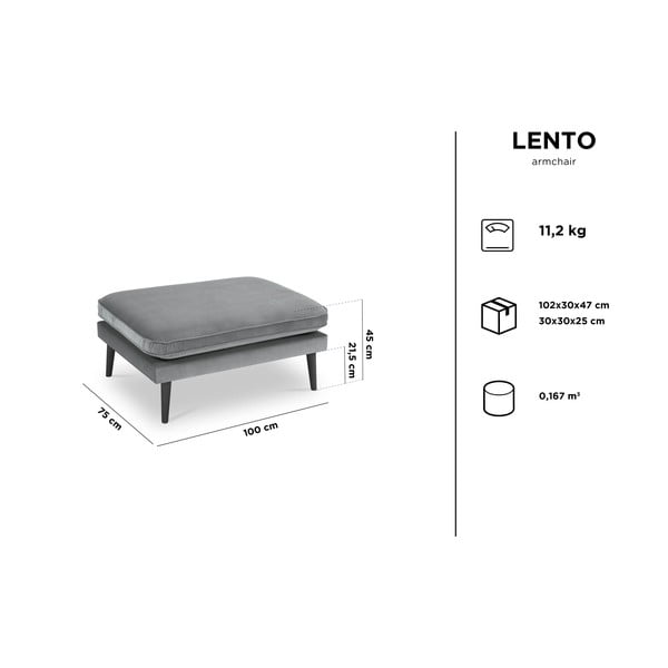 Heleroosa sametist jalatugi mustade jalgadega Lento - Kooko Home-image-4